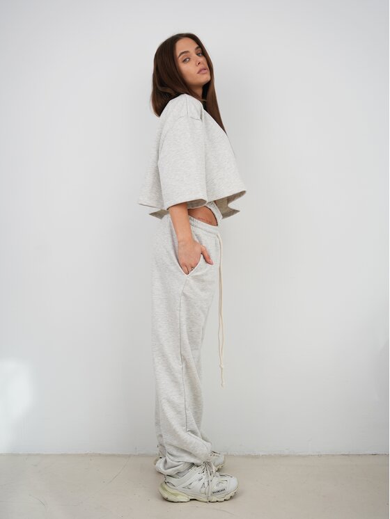 MissDenim MissDenim T-Shirt Crop Top Szary Oversize