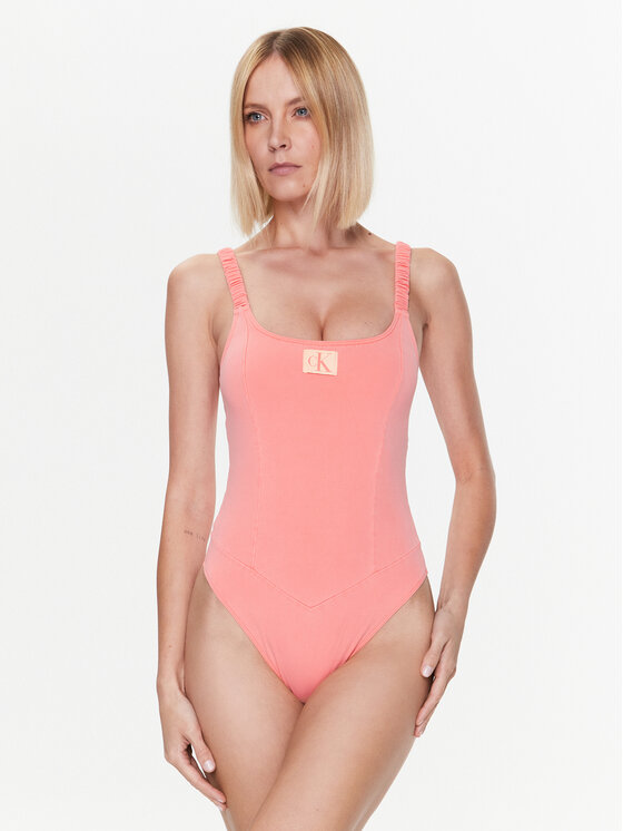 Calvin Klein Swimwear Peldkostīms KW0KW02072 Oranžs