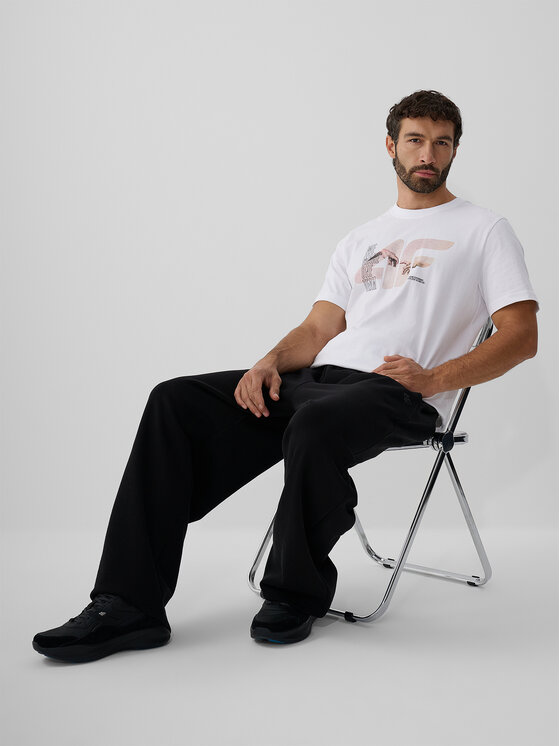 4F 4F T-Shirt STUDIO 4F Biały Regular Fit