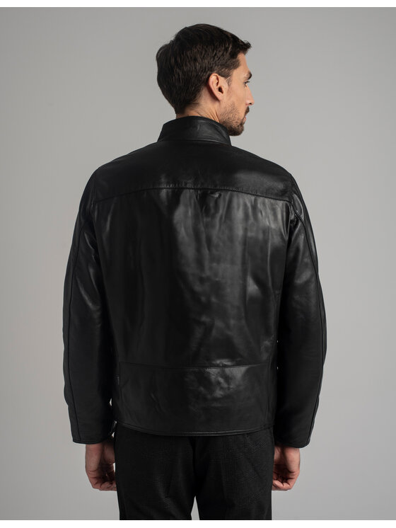 Borgio Borgio Kurtka skórzana salandra_c Czarny Slim Fit
