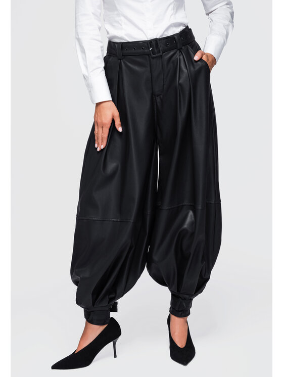 Ombre Ombre Spodnie materiałowe OW-PA-E0022 Czarny Relaxed Fit