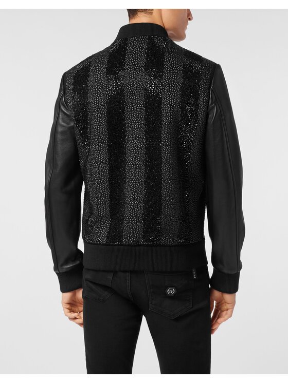PHILIPP PLEIN PHILIPP PLEIN Kurtka skórzana 24369 Czarny Regular Fit