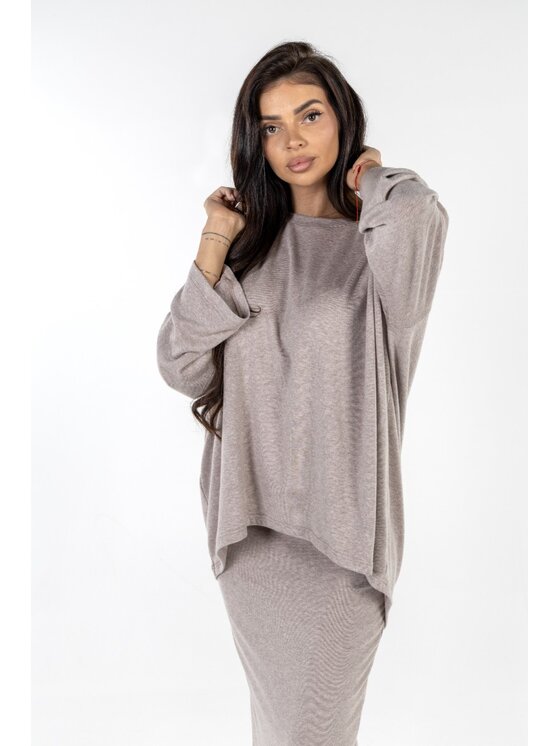 Agatha Studio Agatha Studio Komplet sweter i spódnica ołówkowa A26ZS-KS-K07 Beżowy Slim Fit