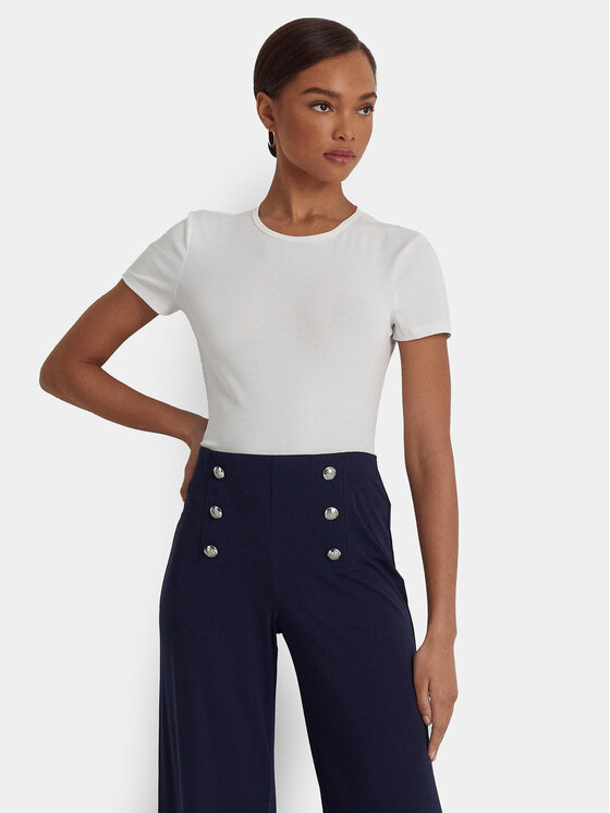 LAUREN RALPH LAUREN Lauren Ralph Lauren T-Shirt 200655374002 Biały Slim Fit