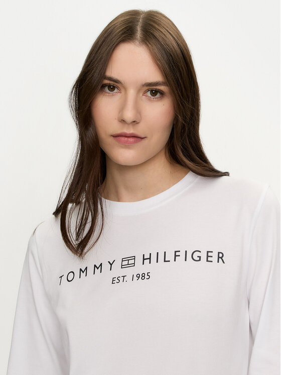 Tommy Hilfiger Tommy Hilfiger Bluzka Logo WW0WW43620 Biały Regular Fit