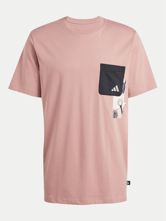 adidas adidas T-Shirt Lens Elevated Pocket Graphic JJ3927 Różowy Loose Fit