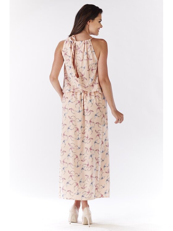Awama Awama Sukienka letnia A184 Różowy Basic Fit