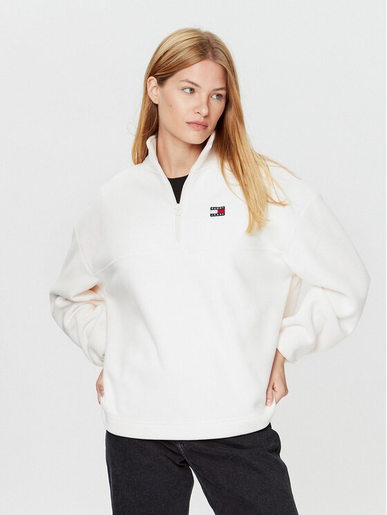 Tommy Jeans Fleecová mikina DW0DW16271 Écru Oversize