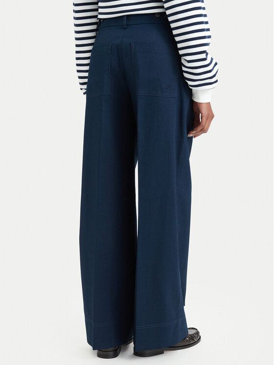 Tommy Hilfiger Tommy Hilfiger Pantaloni di tessuto Dressing WW0WW50135 Blu scuro Wide Leg