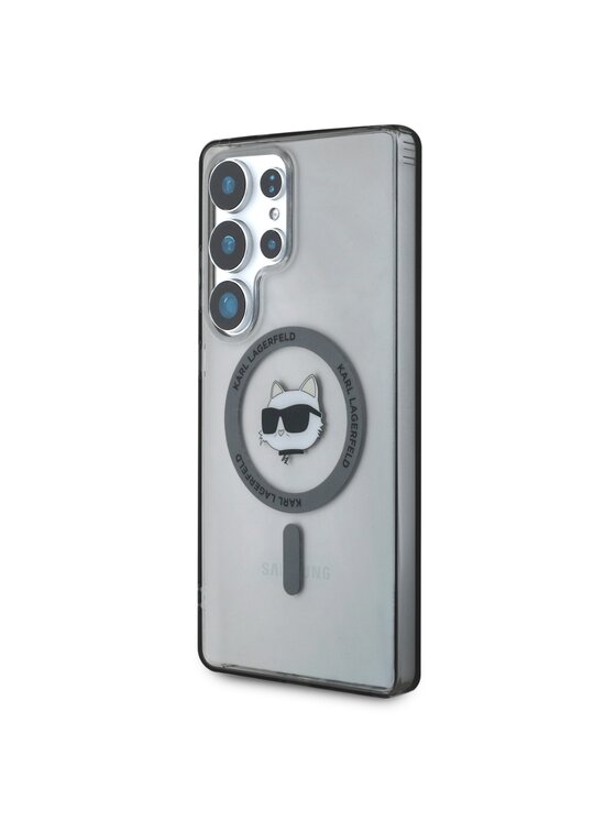 Etui na telefon KARL LAGERFELD, Czarne, Button Choupette Head Printed Logo MagSafe