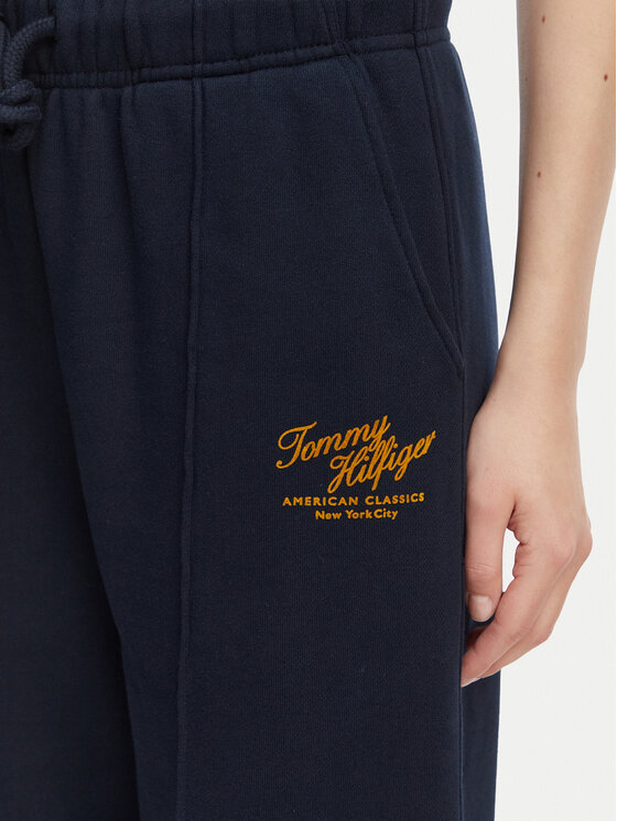 Tommy Hilfiger Tommy Hilfiger Spodnie dresowe Logo Exaggerated Seam WW0WW50783 Granatowy Relaxed Fit