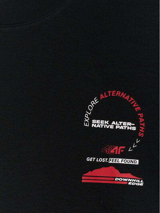 4F 4F Longsleeve WHEEL & WAVE Czarny Relaxed Fit