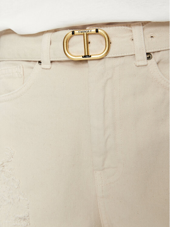 TWINSET TWINSET Jeans kratke hlače 241TT2382 Bež Straight Fit