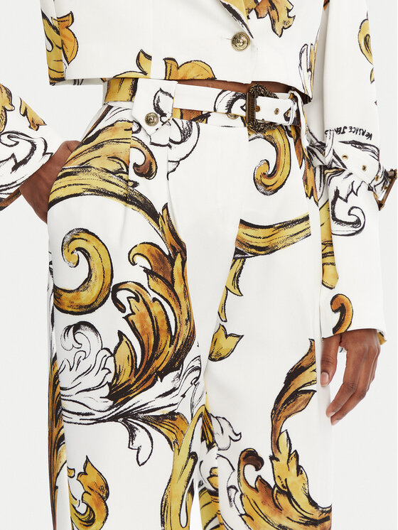 Versace Jeans Couture Versace Jeans Couture Hlače iz tkanine 78HAA111 Bela Straight Fit