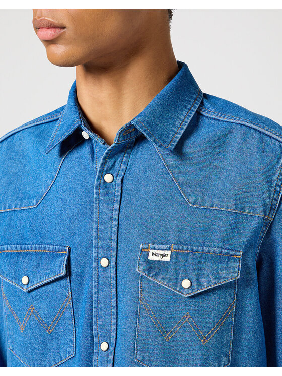 Wrangler Wrangler Camicia WESTERN SHIRT Blu Regular Fit