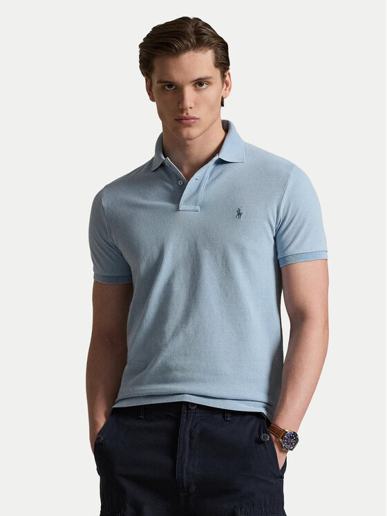 Polo Ralph Lauren Tricou polo 710970582001 Albastru deschis Custom Slim Fit