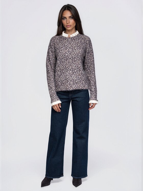 Ombre Ombre Svetr OW-SW-E0067 Béžová Relaxed Fit