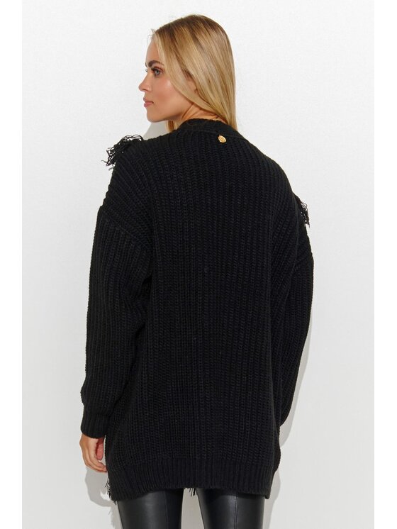 Makadamia Makadamia Kardigan S142 Czarny Regular Fit