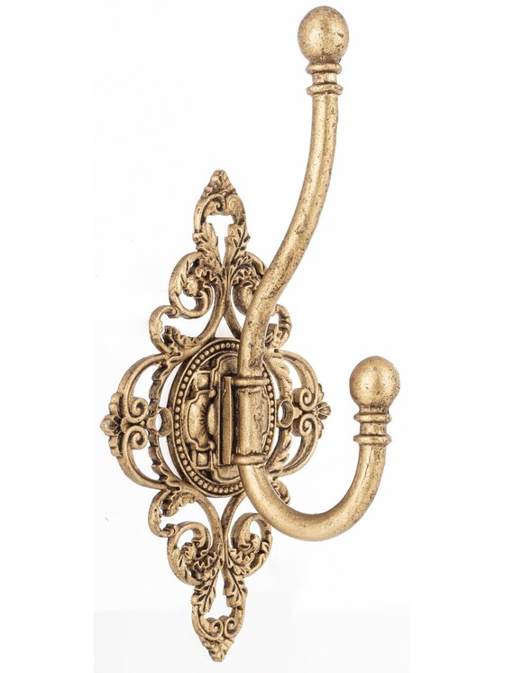 MIAhome MIAhome Wieszak ścienny metalowy 16x8x5 cm GANSO pojedynczy Złoty