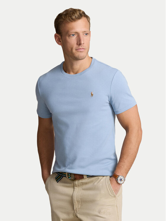 Polo Ralph Lauren T-krekls 710740727080 Gaiši zils Slim Fit