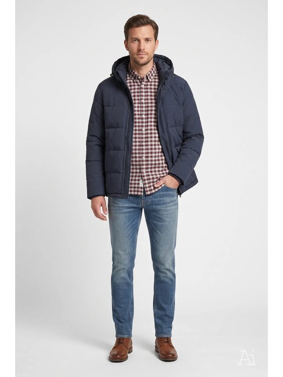 Cross Jeans Cross Jeans Kurtka zimowa 40322-001 Granatowy Regular Fit