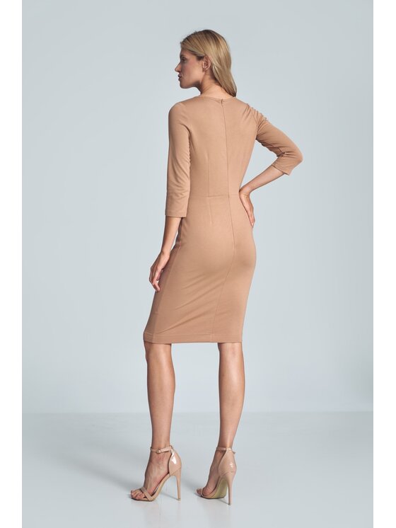 FIGL FIGL Sukienka M715 Beżowy Slim Fit