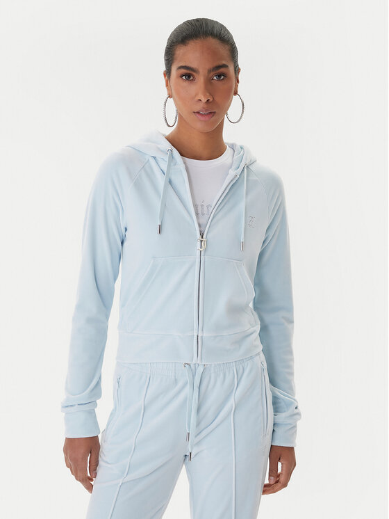 Juicy Couture Juicy Couture Mikina Madison JCWAS225306 Světle modrá Slim Fit