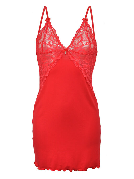 DKaren Lingerie DKaren Lingerie Halka Flawia Czerwony Slim Fit