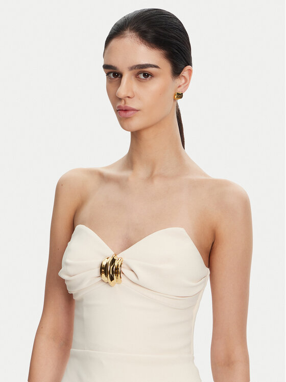 Elisabetta Franchi Elisabetta Franchi Rochie cocktail AB-769-51E2 Écru Regular Fit