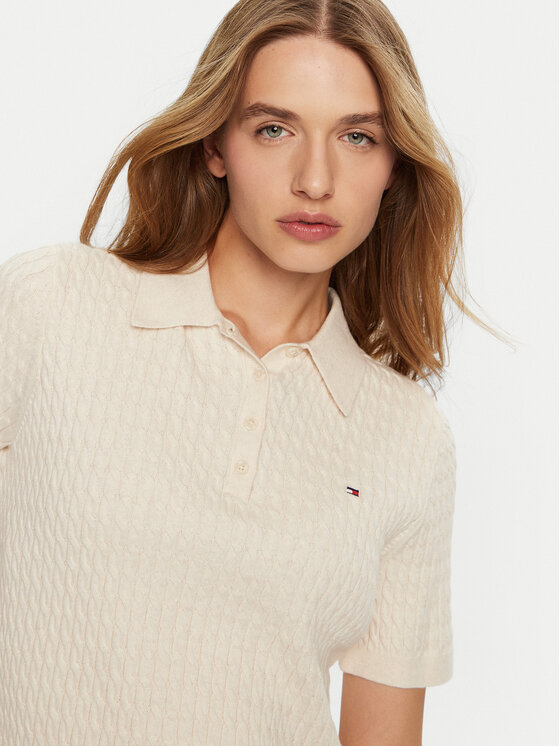 Tommy Hilfiger Tommy Hilfiger Polo WW0WW43957 Κρεμ Regular Fit