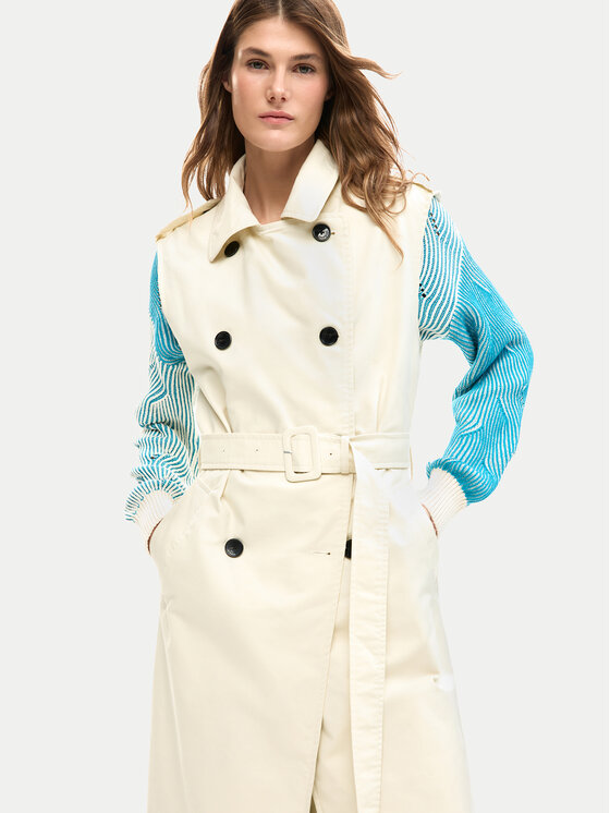 Desigual Desigual Tenchcoat Duolo 26SWEW34 Écru Regular Fit