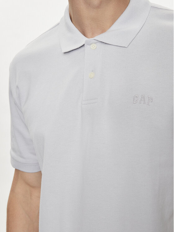 Gap Gap Тениска с яка и копчета 586306-13 Сив Regular Fit