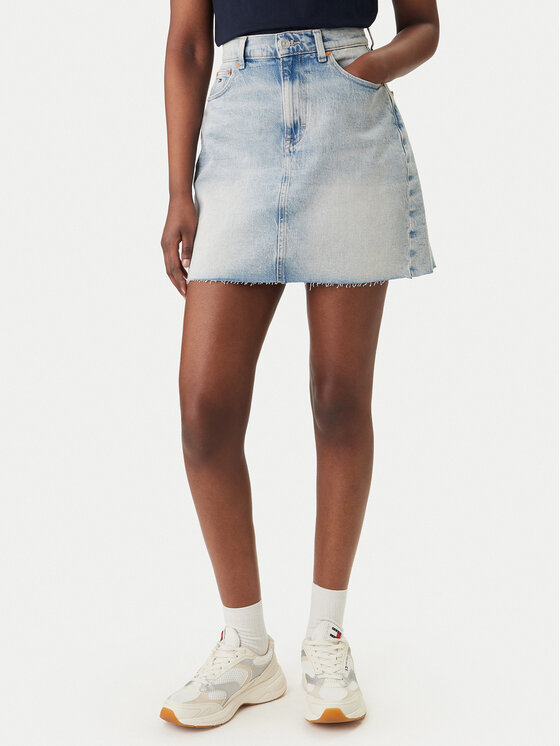 Tommy Jeans Tommy Jeans Fustă de blugi DW0DW22716 Albastru celest Mom Fit