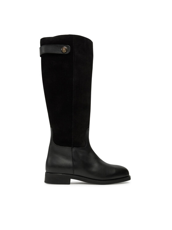 Tommy Hilfiger Tommy Hilfiger Ботуши Th Stud Leather Mix Long Boot FW0FW08341 Черен