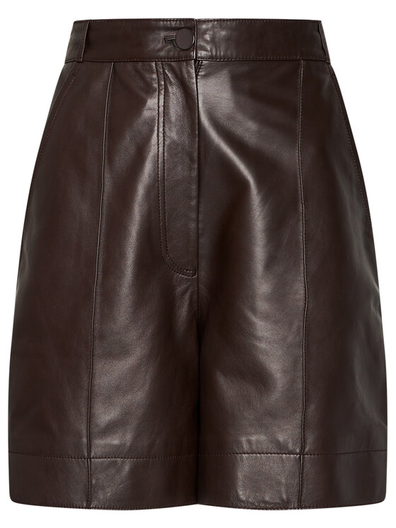 Sportmax Code Sportmax Code Кожени шорти Geisha 74360105600 Кафяв Regular Fit