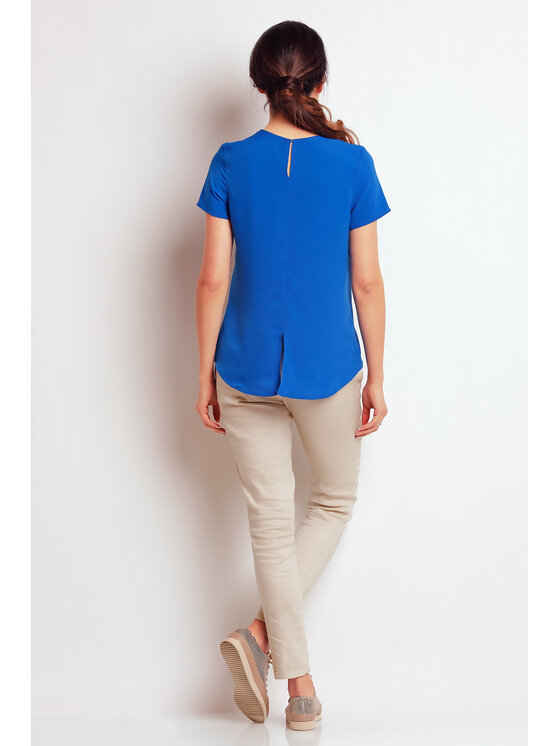 Awama Awama Bluzka A138 Niebieski Basic Fit