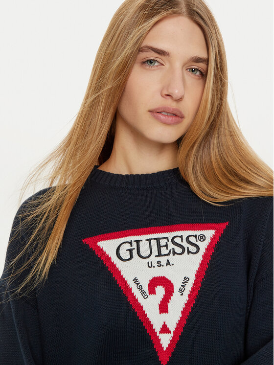 Guess Jeans Guess Jeans Sweater W4BR12 Z3HM1 Sötétkék Regular Fit