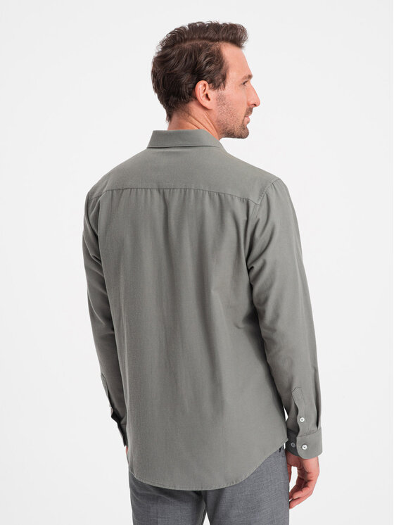 Ombre Ombre Košile OM-SHCS-0148 Khaki Regular Fit