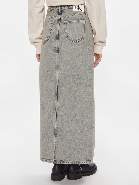 Calvin Klein Jeans Calvin Klein Jeans Jeans suknja Front Split Maxi Denim Skirt J20J222869 Plava Slim Fit
