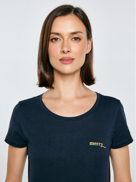 BIG STAR BIG STAR T-Shirt MERRA Granatowy Basic Fit