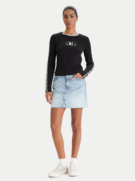 Guess Fustă de blugi W6RD1H D6833 Albastru Regular Fit | Modivo.ro