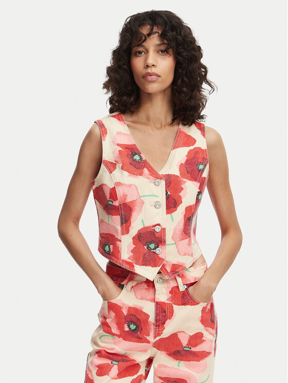 French Connection Vestă elegantă Poppy 7G9A9 Roșu Slim Fit