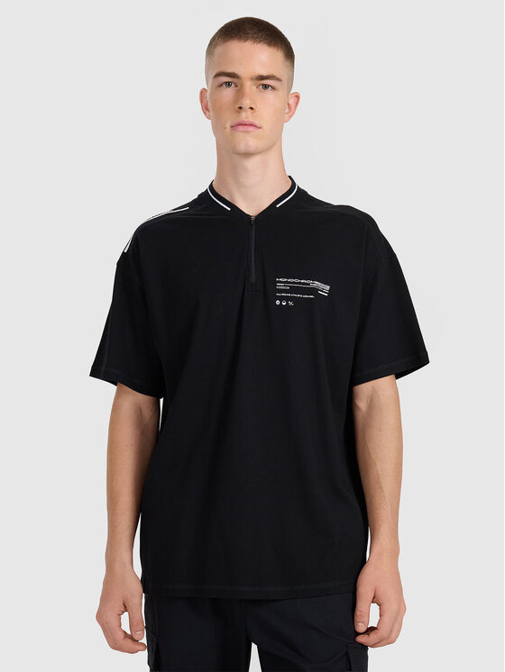 4F 4F Polo DUO DYNAMICS Czarny Oversize