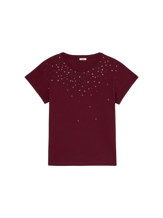 Oltre Oltre T-shirt G00HJ004344N036 Bordeaux Regular Fit