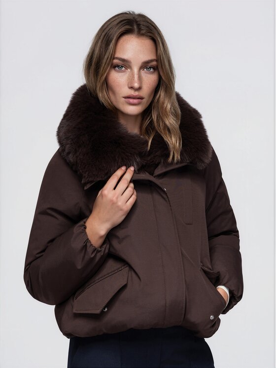 Ombre Ombre Kurtka przejściowa OW-JT-E0010 Brązowy Relaxed Fit