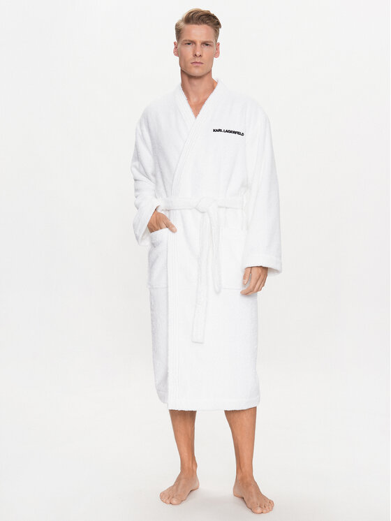 Bademantel KARL LAGERFELD, Größe M Weiß Ikonik 230M2185