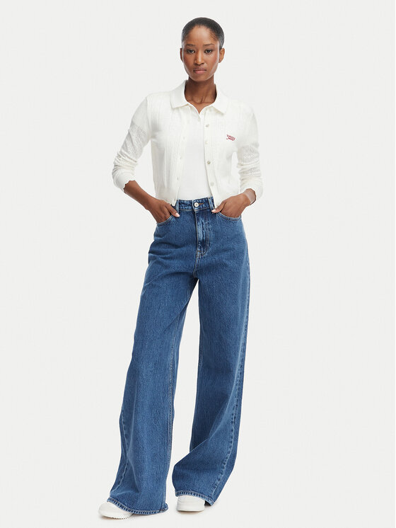 Tommy Jeans Tommy Jeans Kardigan Pointelle DW0DW22931 Bijela Regular Fit