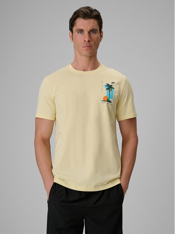 4F 4F T-Shirt CATCH THE WAVE Żółty jasny Regular Fit