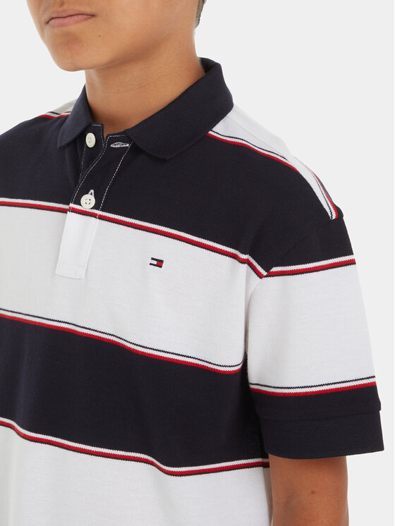Tommy Hilfiger Tommy Hilfiger Polo marškinėliai Global Rugby KB0KB08857 Balta Relaxed Fit