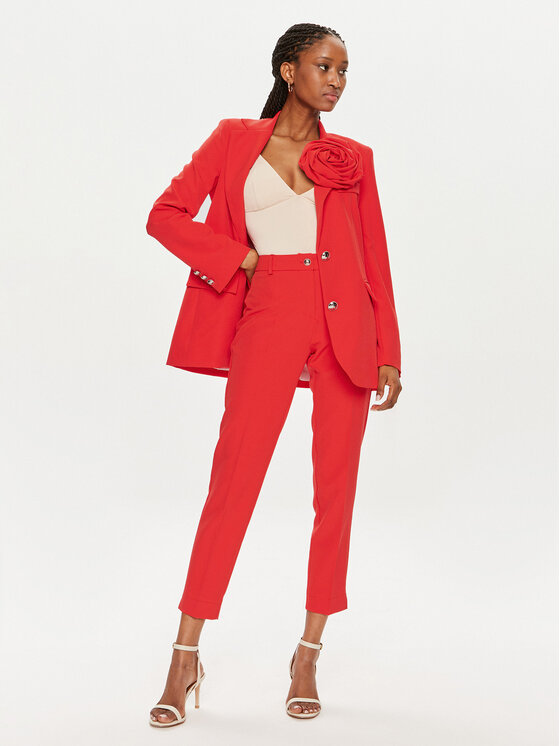 Maryley Maryley Spodnie materiałowe 24EB52Z/M23/43FI Czerwony Regular Fit
